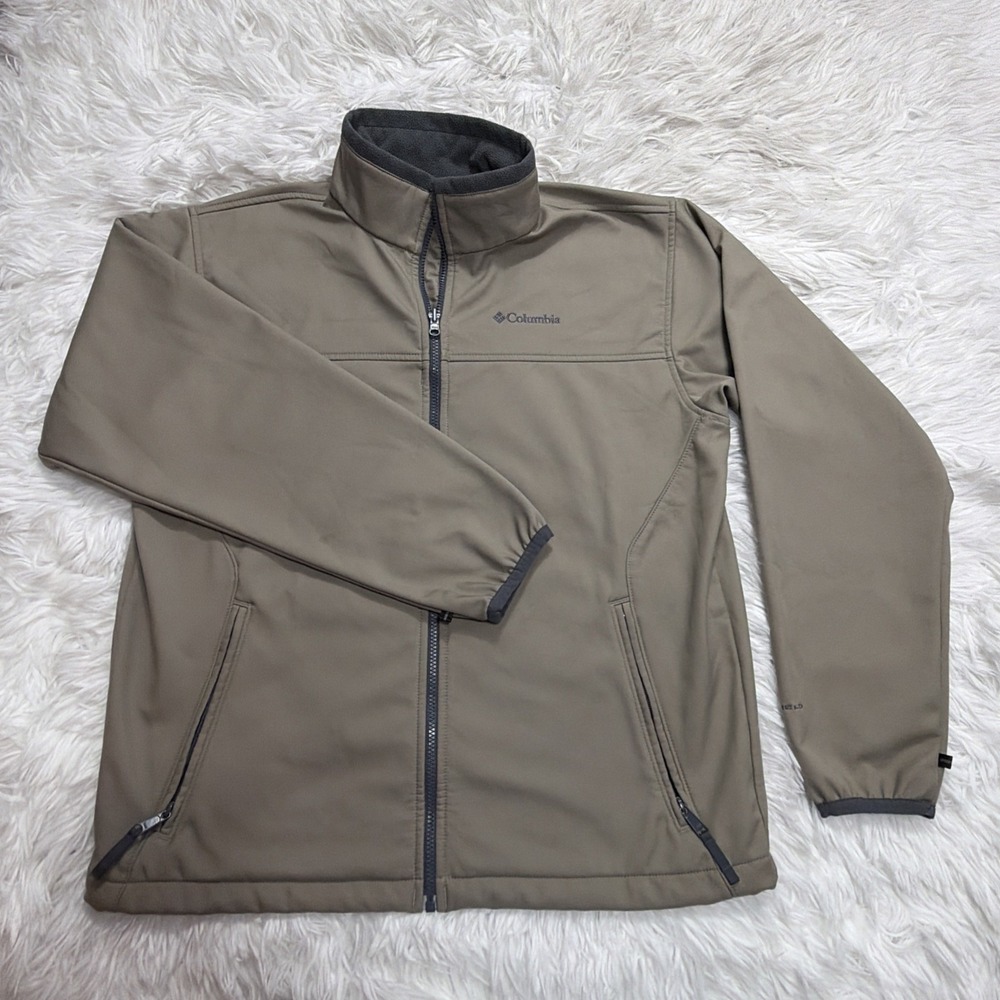 Columbia Interchange Jacket Men's Large Soft Shell Sandstone Beige Fleece Lined